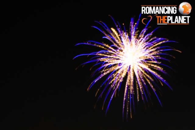 Trails of fireworks using long shutter speed