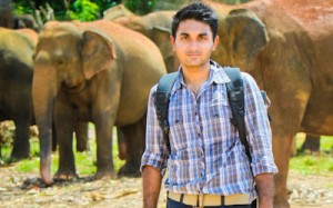 Sai Karthik Reddy Mekala from Romancing The Planet at Pinnawala Elephant Orphanage in Sri Lanka