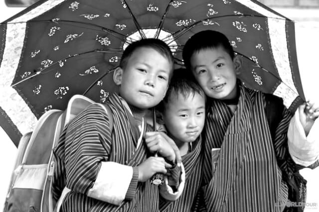 Children Under Umbrella - Bhutan